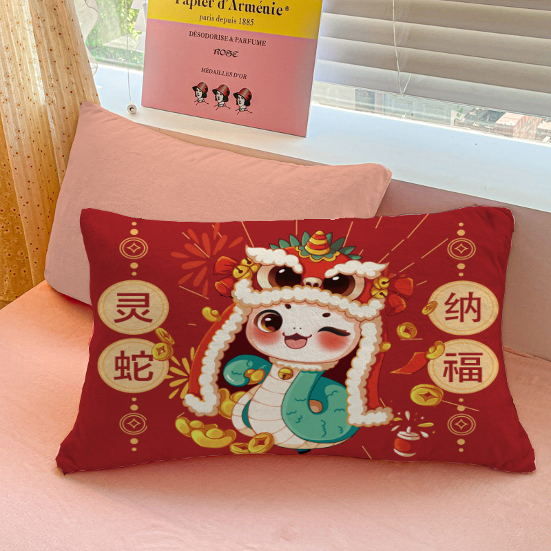 新年国潮喜庆抱枕套子蛇年沙发抱枕套本命年喜庆枕套生肖蛇枕头套