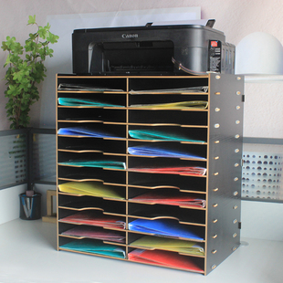 加厚24格文件架A4纸桌面多层收纳文件夹收纳盒置物架文件筐架子