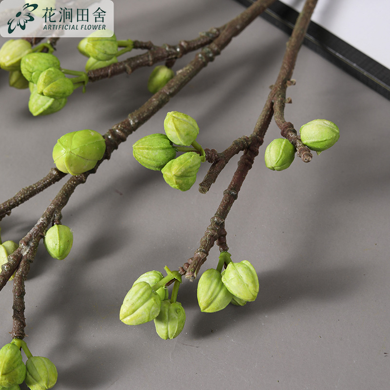 枯枝 木棉果 富贵果新年圣诞客厅家居装饰插花仿真小冬青发财果