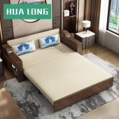 小户型沙发床折叠两用客厅多功能实木推拉沙发床抽拉式 2021年新款