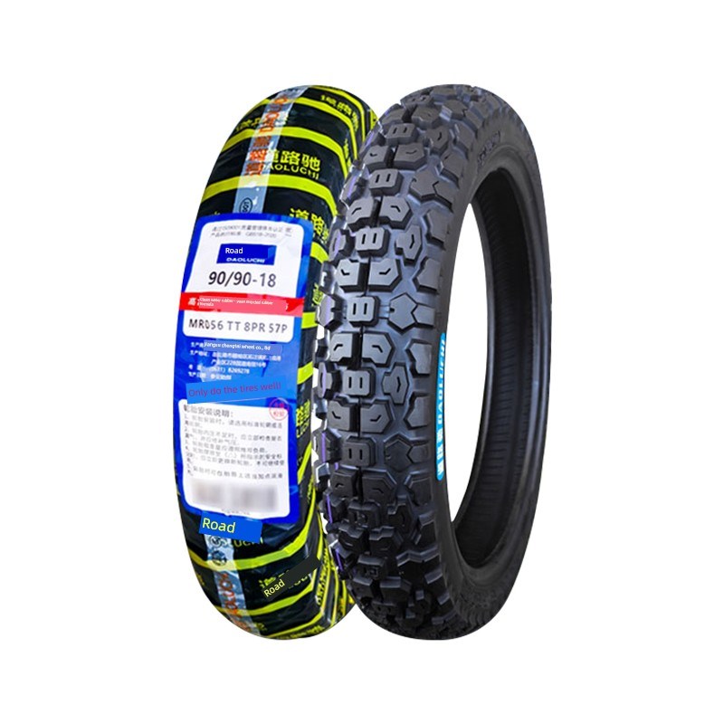 道路驰轮胎90/90-18寸摩托车外胎越野胎9090一18内外胎防滑加厚