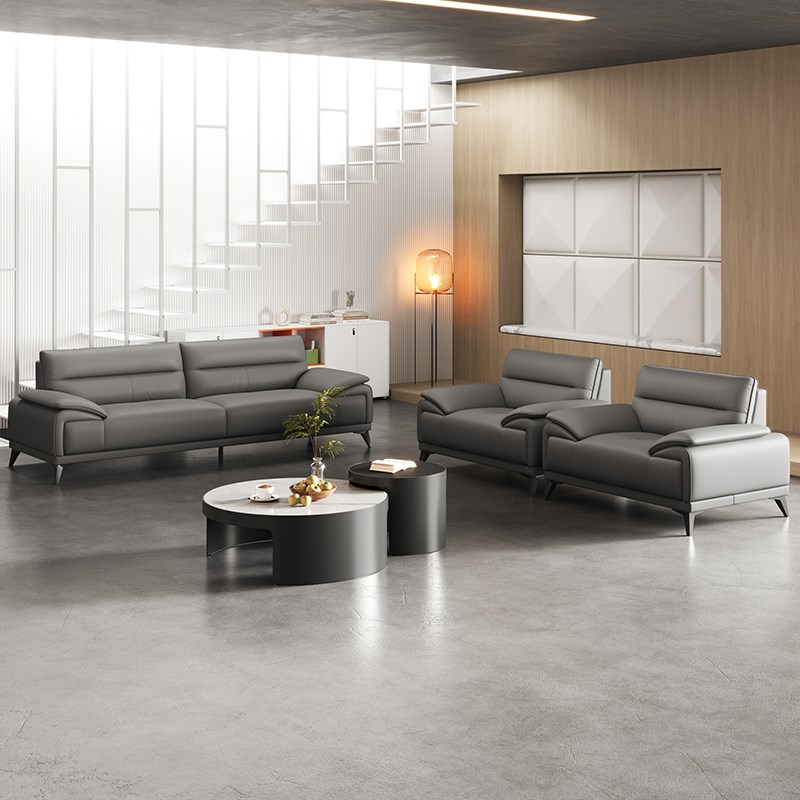 办公沙发商务简约现代轻奢会客接待洽谈会议贵宾等候三人茶几组合