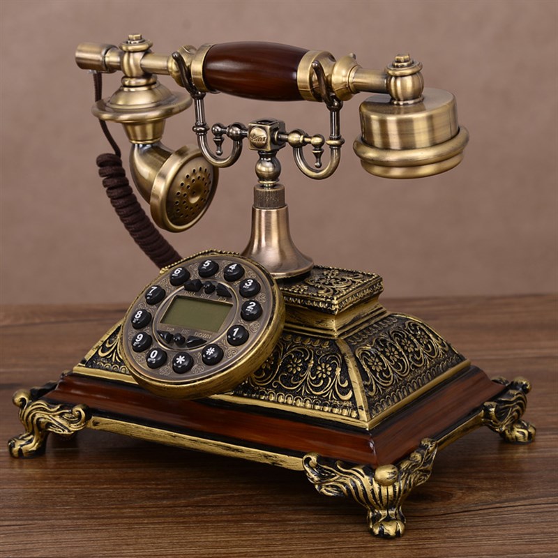 美式装饰艺术仿古电话机欧式座机家用客厅固话无线插卡电话摆件
