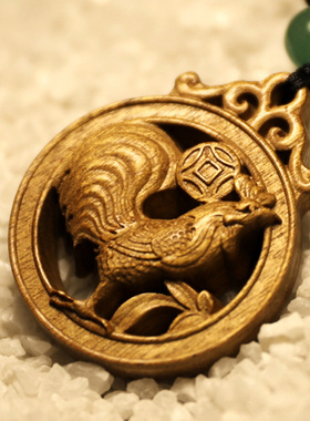 金丝楠木质本命年生肖吊坠男女鼠牛虎兔龙蛇马羊猴鸡狗猪项链挂件