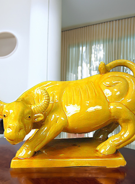 陶瓷牛黄牛水牛工艺礼品摆饰礼品家居客厅化妆室厨房缺角客厅办公