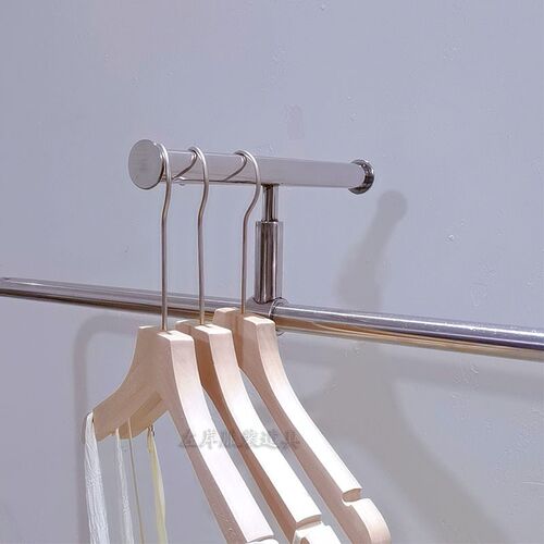 服装店正挂钩正挂杆配件卡扣不锈钢正面服装展示架可活动点挂衣杆