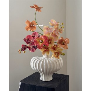 桃心花瓶 黑白红色诧寂风陶瓷手工粗陶入户玄关装饰梦鹿工作室