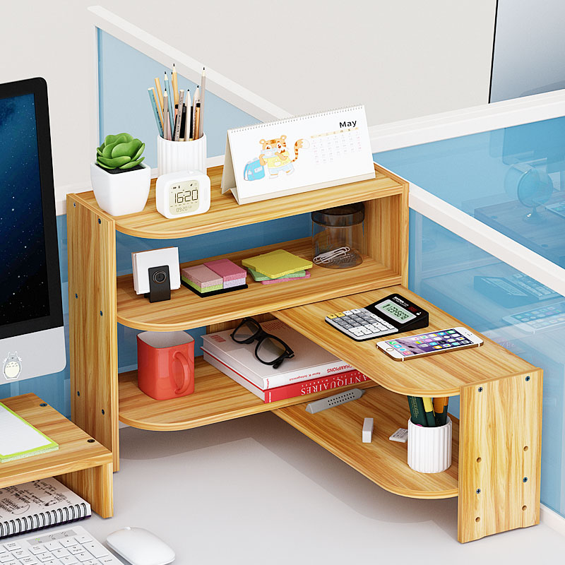 办公桌三角多层置物架办公室桌面工位隔板转角收纳架角落书桌架子