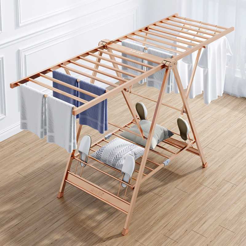 铝合金落地晾衣架室内折叠晾衣杆阳台家用室外晒被子床单神器凉衣