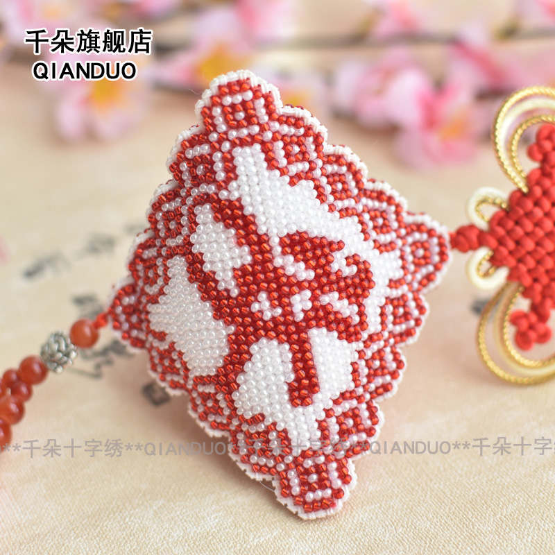 千朵新款印花平安福十字绣汽车挂件全珠绣车内车挂饰自己绣材料包