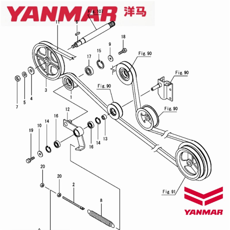 洋马收割机配件AG600 洋马3号一次搅龙皮带轮216-181C