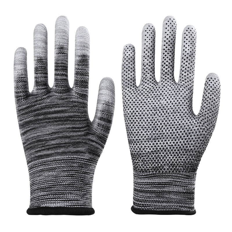 薄款PU点珠涂掌手套劳保浸胶透气耐磨点塑胶防滑干活劳动工作防护
