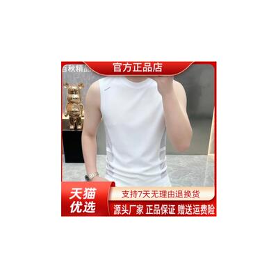 几禾轻奢高档男士夏季凉感冰丝无袖T恤背心透气运动潮流男装T8512