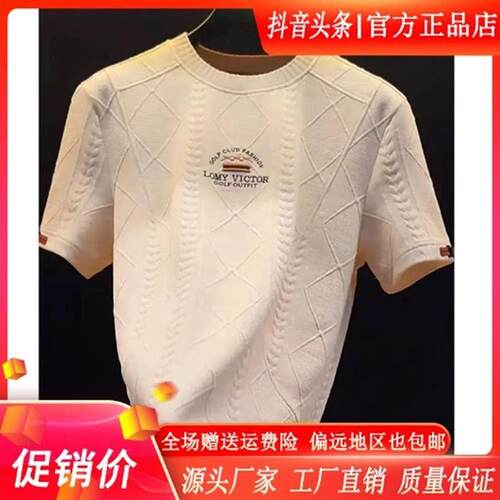 ZJ轻奢服饰男夏季新款高级定制短袖T恤男士刺绣圆领百搭轻奢上衣