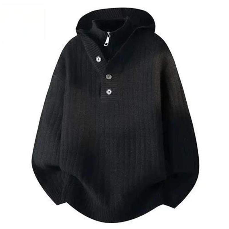 蕉幻伊明休闲专卖店高级感假两件D连帽毛衣男冬季本命年针织卫衣