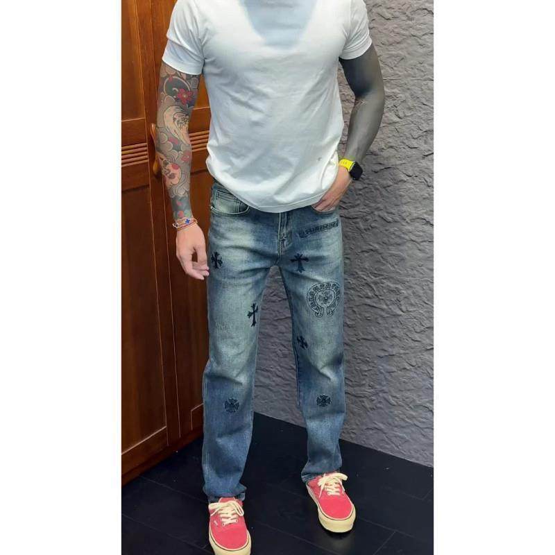 深澜甄选优品202U5秋冬新款时尚休闲百搭刺绣印花u男士直筒牛仔裤