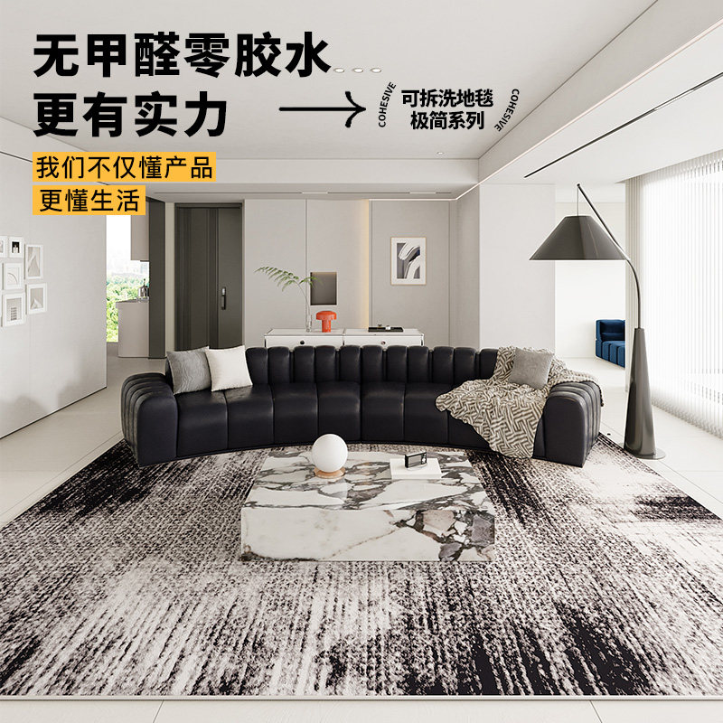 可拆洗客厅地毯极简易打理双层可机洗卧室地垫黑色现代简约茶几毯,居家布艺,地毯,淘宝优惠券,粉丝福利购,淘宝优惠卷