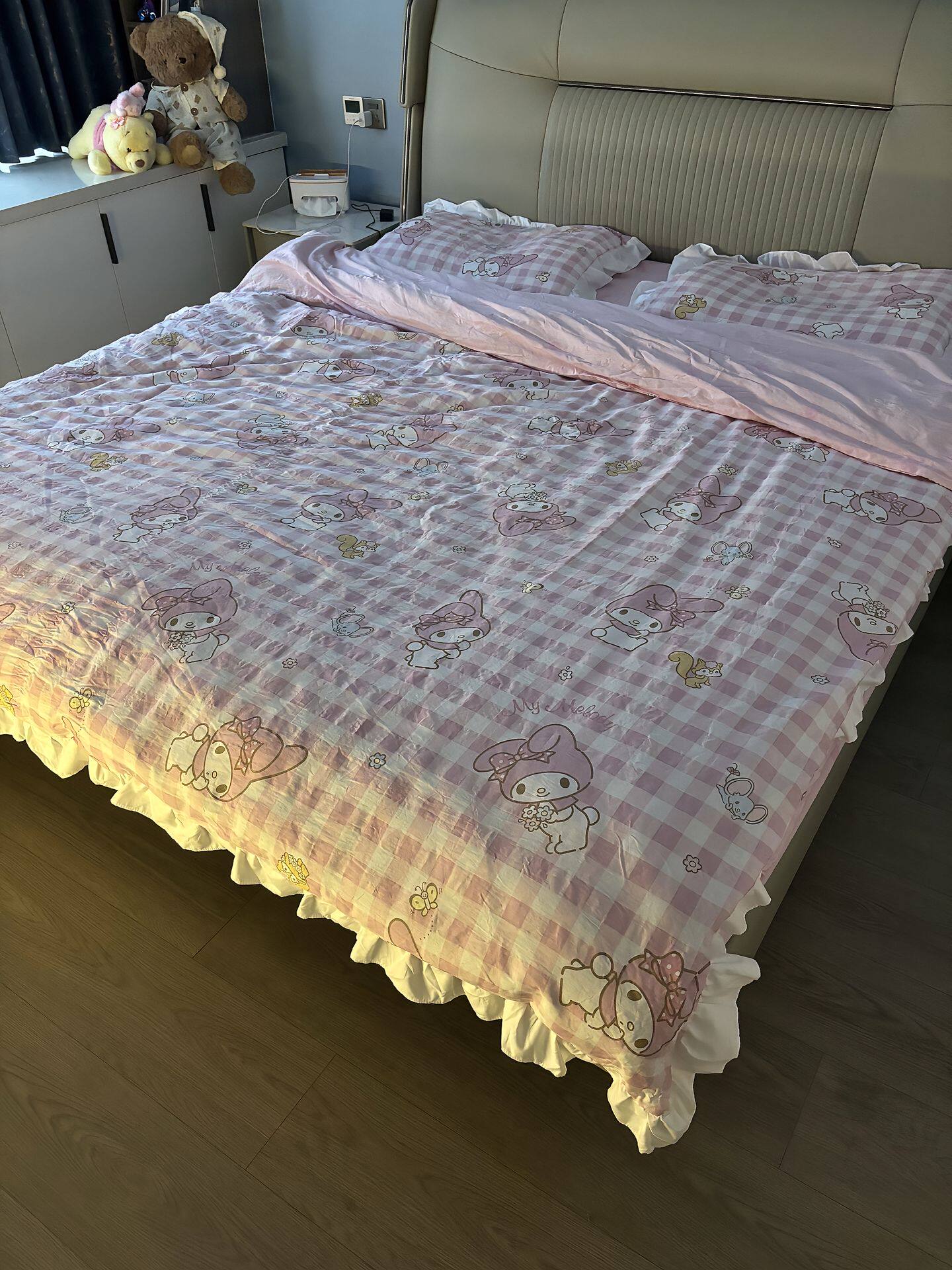 美乐蒂白花边款四件套床单款被套床笠床裙宿舍三件套