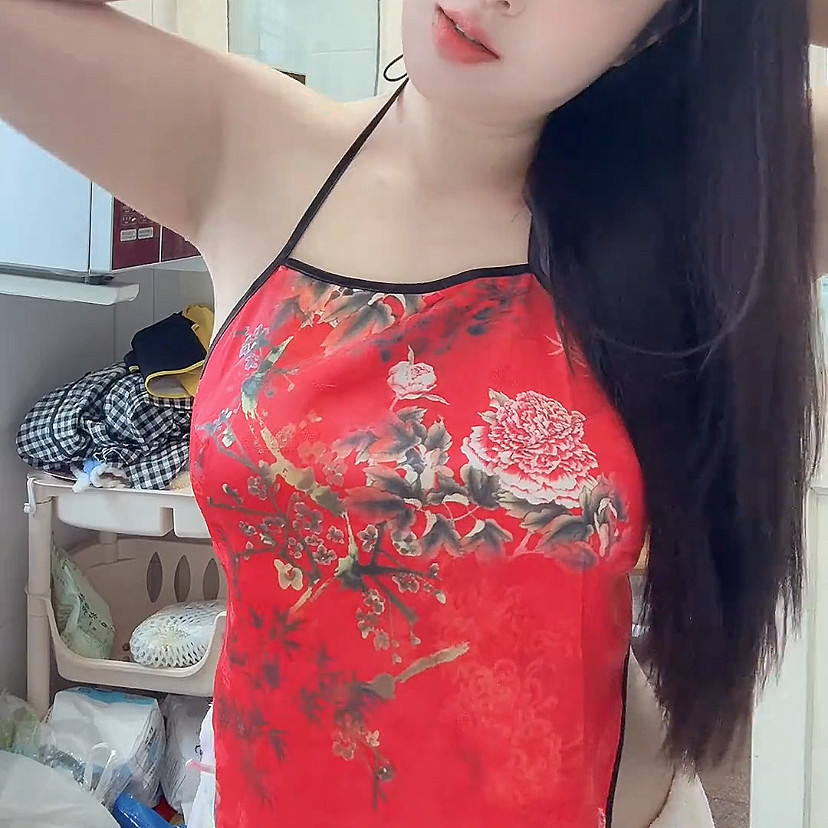 夏季新款女肚兜单层冰丝复古国风印花背心吊带露背式时尚内衣薄款