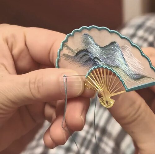 刺绣手工diy材料包精致扇形书签初学者简单自制送闺蜜礼物