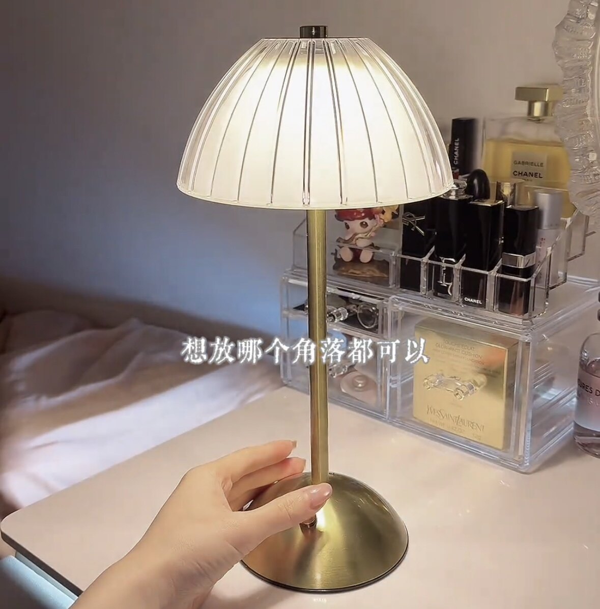 水晶复古台灯卧室床头灯轻奢氛围灯床头柜灯充电小夜灯主卧高级感