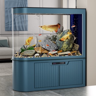 超白玻璃子弹头鱼缸客厅家用水族箱办公室酒店专用金鱼缸隔断屏风