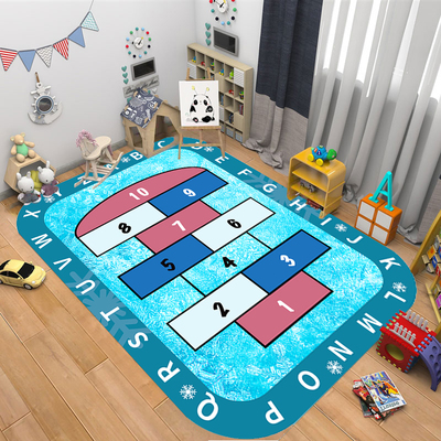 儿童跳房子地毯可爱男孩女孩儿童房卧室床边卡通跳格子地垫定制