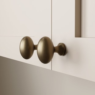 鸽子蛋黄铜法式柜门拉手现代简约奶油风中古风衣柜橱柜抽屉门把手