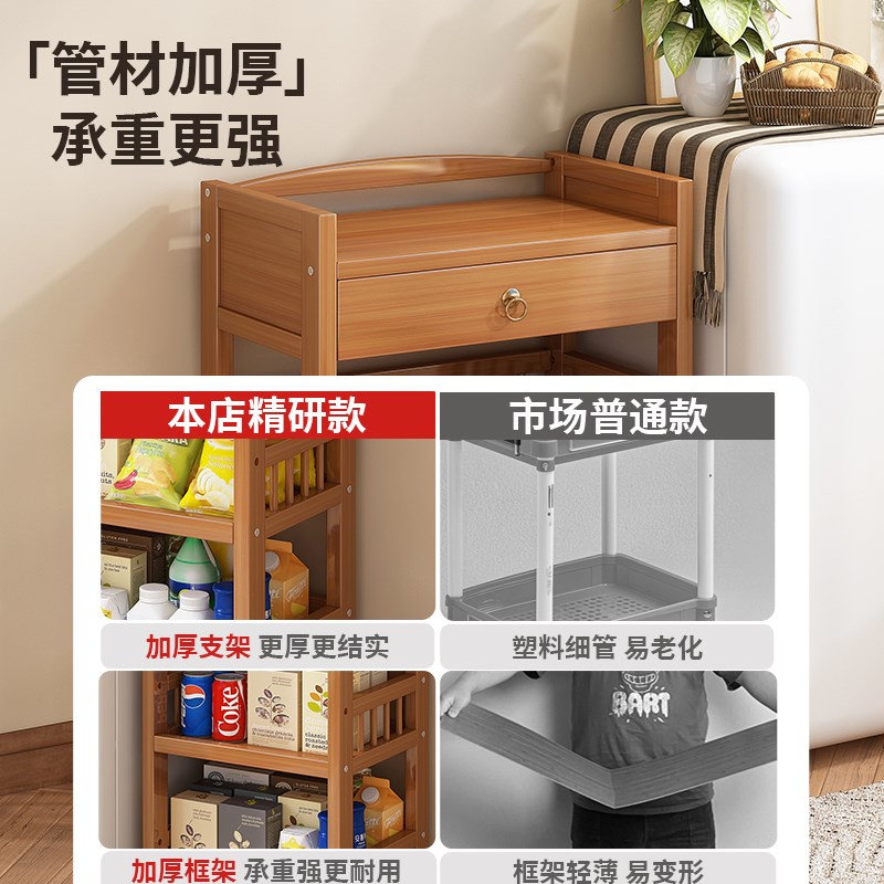 家用零食饮料置物架带轮可移动小推车小户M型边几简易多功能收纳