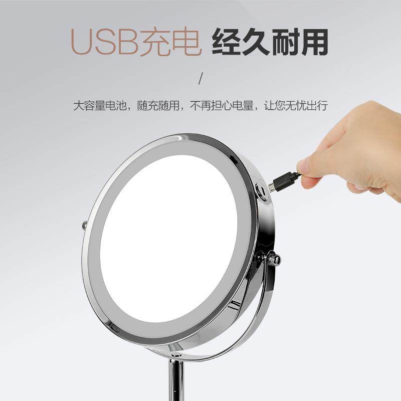 厂家售大号双面网化妆d镜台式e带灯WQD红补光宿舍桌面梳妆充电镜
