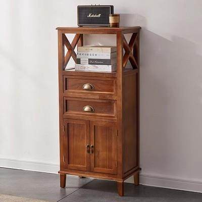 A式实木美斗柜客厅边0柜带门抽屉柜靠墙纳储收物柜胡桃色简约SSL