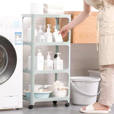 茶花卫生层间置架物厨房四盆塑料架脸架可170001移动推车带滑轮收