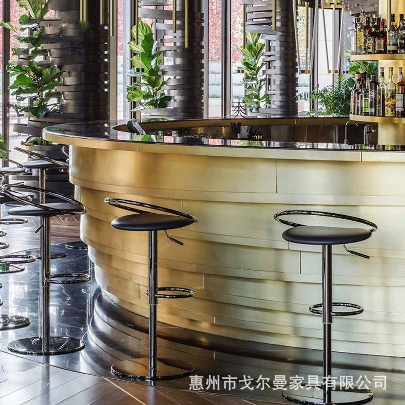 尔曼戈意式轻奢设计师创意圆吧台椅吧o椅前台高脚凳FizzyaBrst983