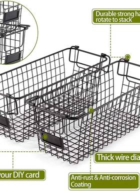 黑色厨铁置艺带提手物篮纳卧室收纳房BSL收纳客厅餐厅收篮子