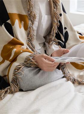 波西米亚毛毯办流公室午盖睡毯民毯宿搭毯床OYV尾毯巾苏毯沙发子