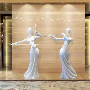 迎宾人物雕塑摆件装 玻璃钢门迎ATK饰堂酒店大售楼中型心大创意景