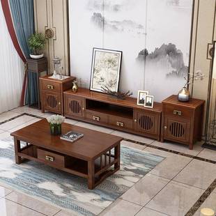 全實木電視柜茶1830 客新中式 幾組合輕儲物地奢廳柜現(xiàn)代簡約小戶