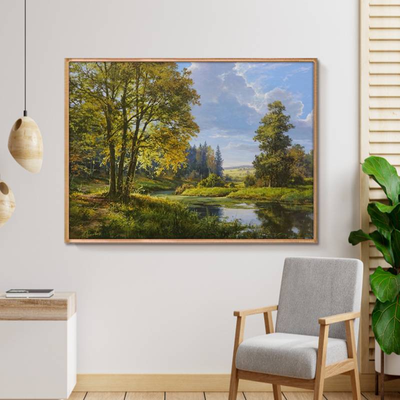 世界名画树木森林自然风景装饰画光影油画客厅餐厅玄关走廊挂画图片