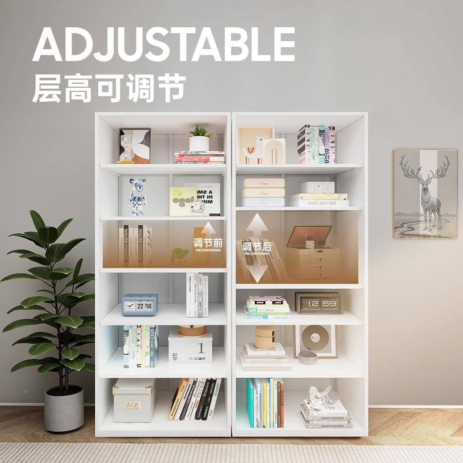 款家用钢制书柜防地尘带玻璃展示书F7777788架铁艺落门置物架收纳