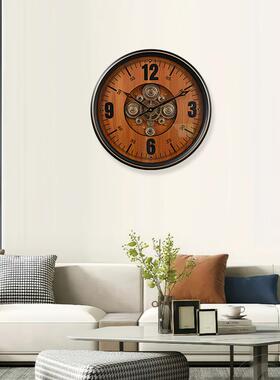 AWS2英寸50厘米新款大厅号轮圆形复古动态0机械齿挂钟钟表客时钟