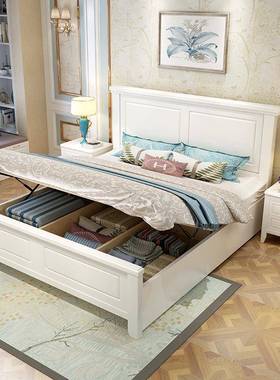 美储式全实床1.8米木双人床白色1.GAI5米物现代简约床主婚卧家具