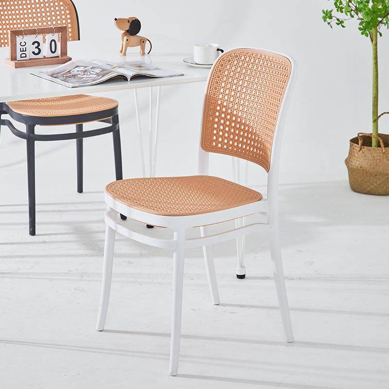 餐椅红家用塑藤编椅子靠背ZKX可叠放网书桌子凳现料代简约餐厅餐