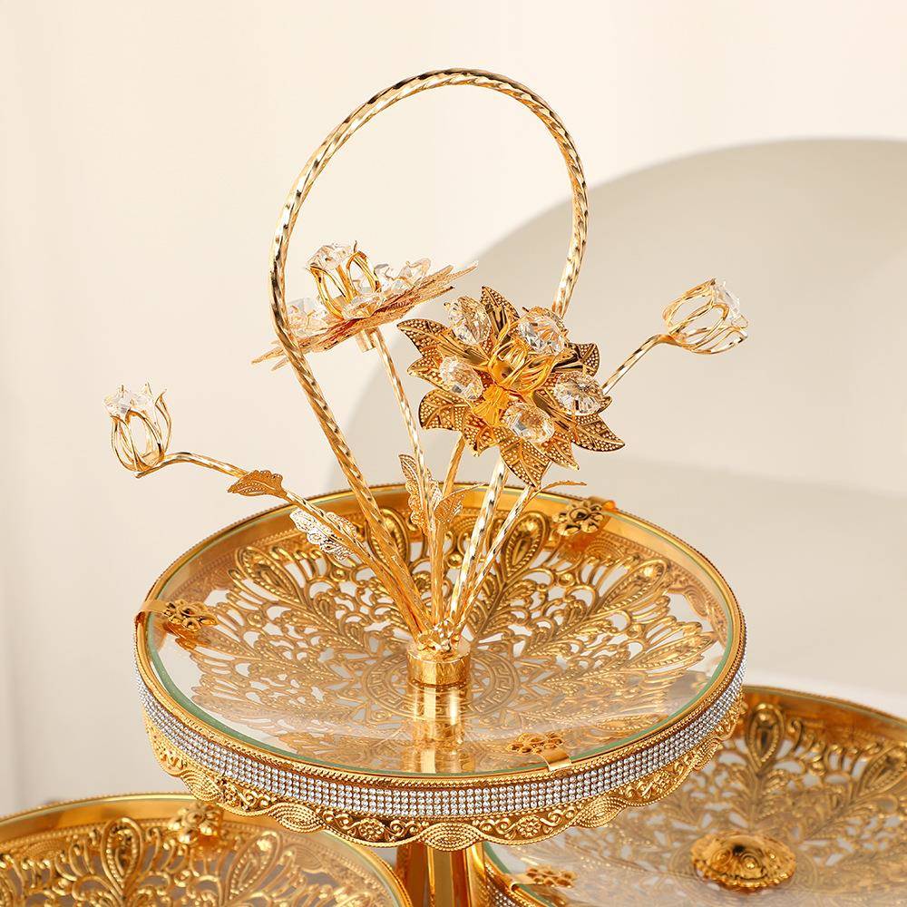 干欧式高颜五盘水果盘奢五盘水果典雅玻璃果盘家用客值厅轻茶几收