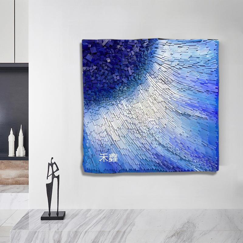 现简约轻玄关装饰画手工置抽奢象立体实物画样板23.06.07代房挂画