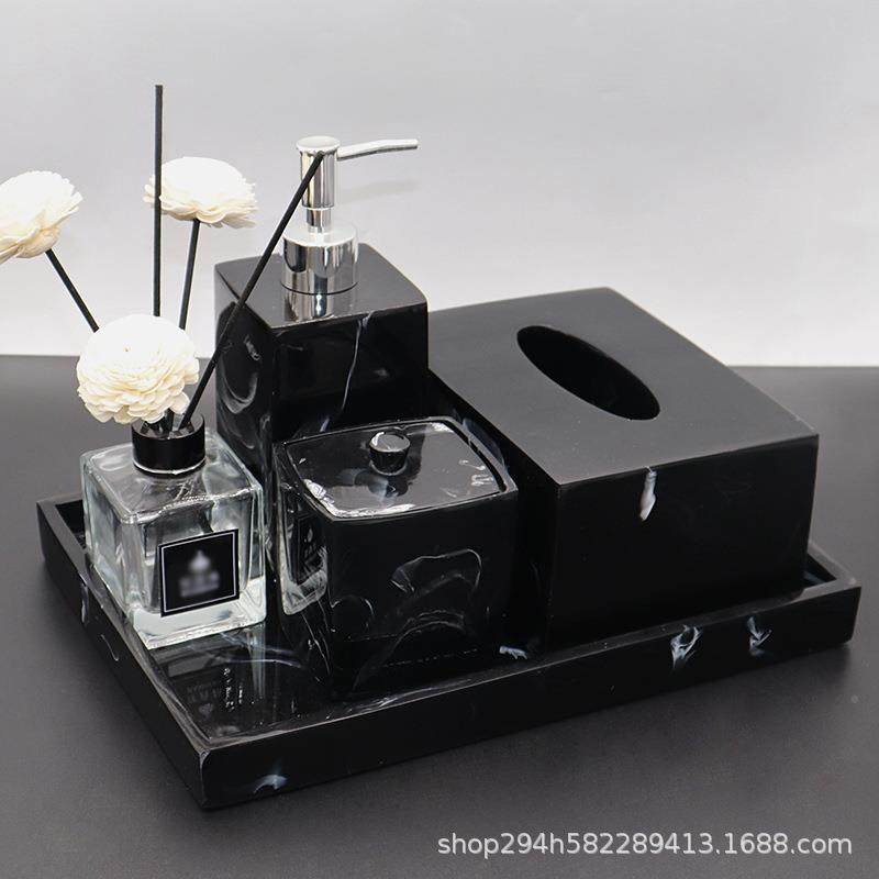 酒店样板房浴室收纳生托盘套装HPN件卫间乳液件分装摆空瓶纸巾盒