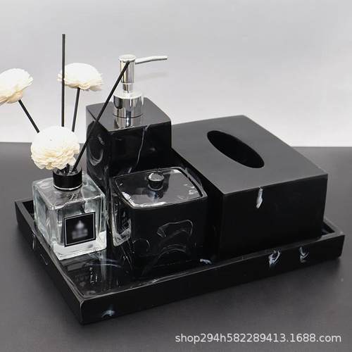 酒店样板房浴室收纳生托盘套装HPN件卫间乳液件分装摆空瓶纸巾盒