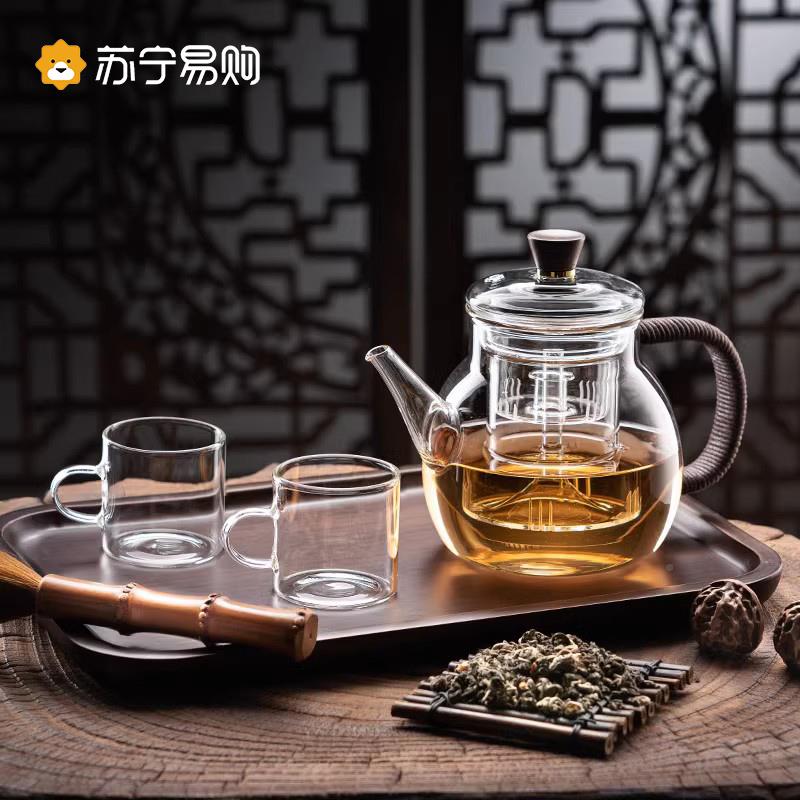 耐高温玻璃泡茶壶水烧用水茶具家蒸沏茶漏壶电炉煮茶陶手抓壶zhan