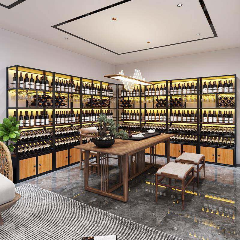 商用约铁简艺地酒架酒靠墙置物架子红酒MD-027庄柜家用酒窖客厅落