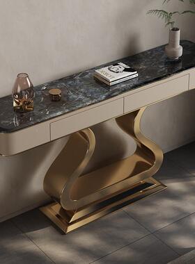 进口理石玄关台入户对门隔44422断柜置大物端台过道柜大景理石正