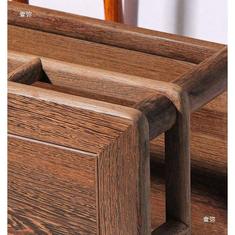 鸡翅木层茶底几茶几简约条矮GMF桌双客厅餐桌实木鱼缸座原木长桌